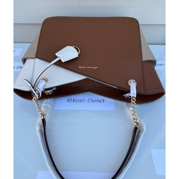 Michael Kors Jet Set Large  XChain ColorBlock Leather Tote Bag -Camel Multi - Picture 5 of 10